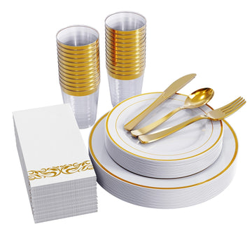 175 Pieces Gold Dinnerware Set for 25 Guests