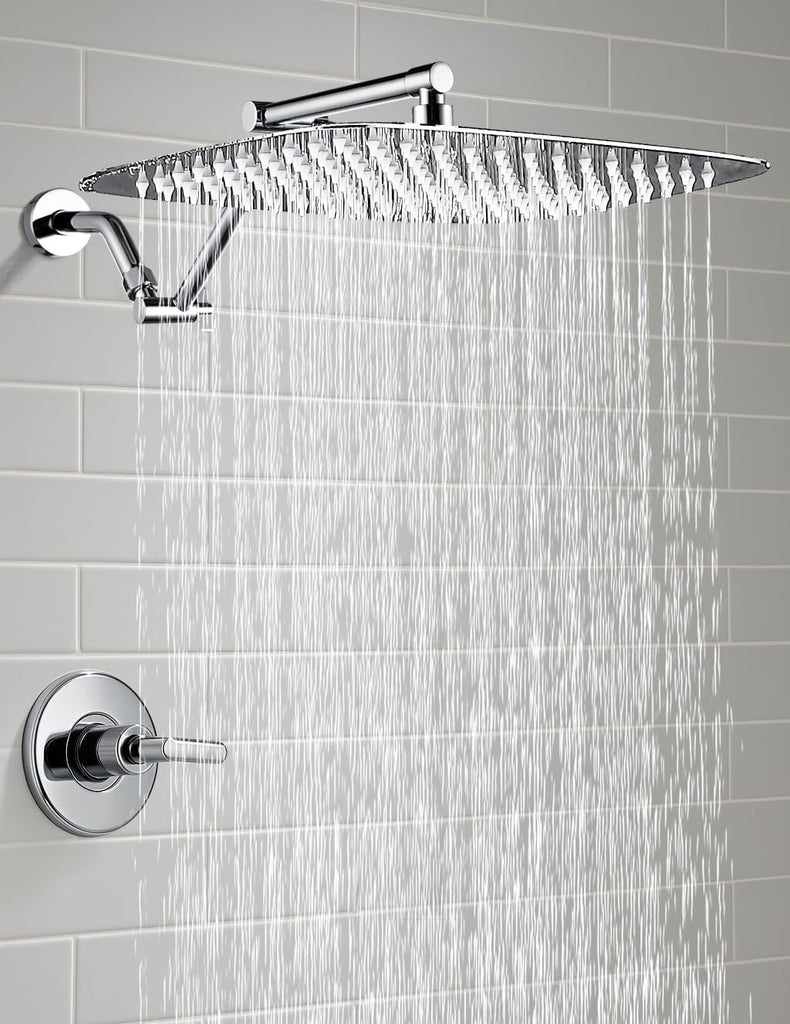 All Metal 16 Inch Rain Shower Head with Adjustable Extension Arm