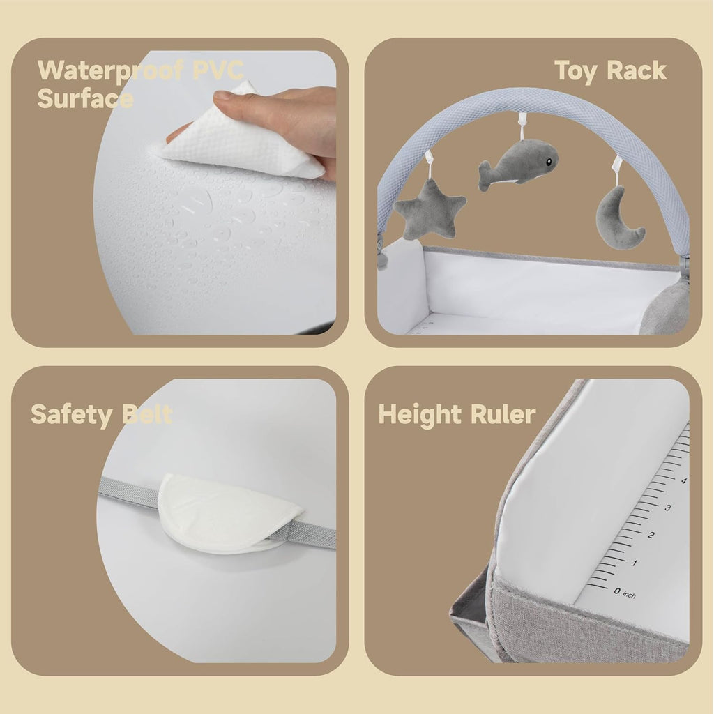 Baby Changing Table, Versatile Portable Folding Changing Table, Waterproof Diaper Changing Station with Waste Basket