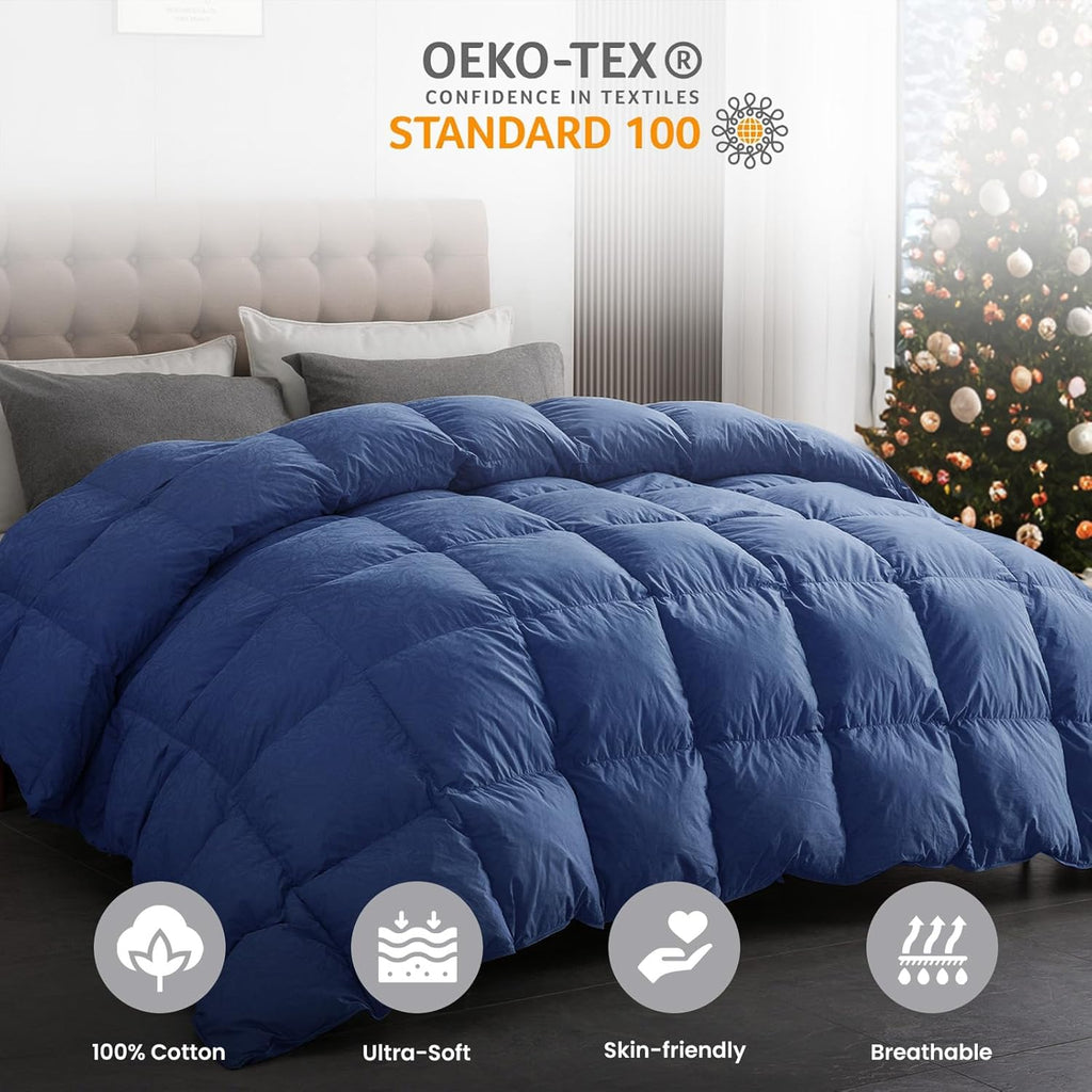 Goose Feather Down Comforter Queen, All Season Luxury Hotel Fluffy Duvet Insert