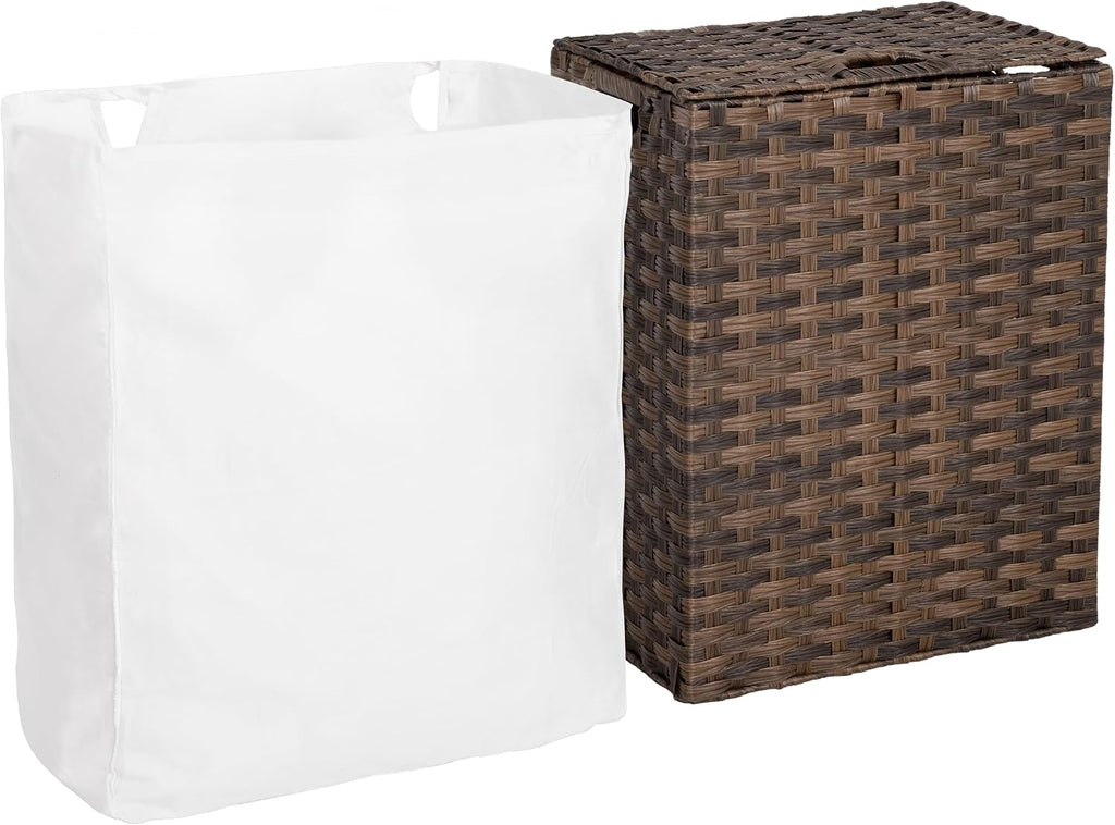 Premium Handwoven Portable Laundry Bin Basket with Carrying Handles, Household Storage for Clothes, Linens, Sheets