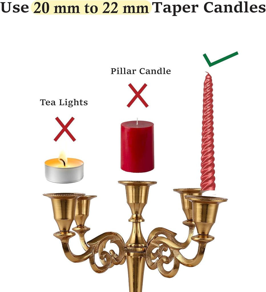 5 Arm Candelabra Taper Candle Holders Decorations Indoor Kitchen Décor Table Candles Candlestick Candelabra