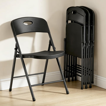 Folding Chairs 4 Pack, 350 lbs Heavy Duty Metal Frame Plastic Foldable Chair, Ergonomic Portable Folding Chair with