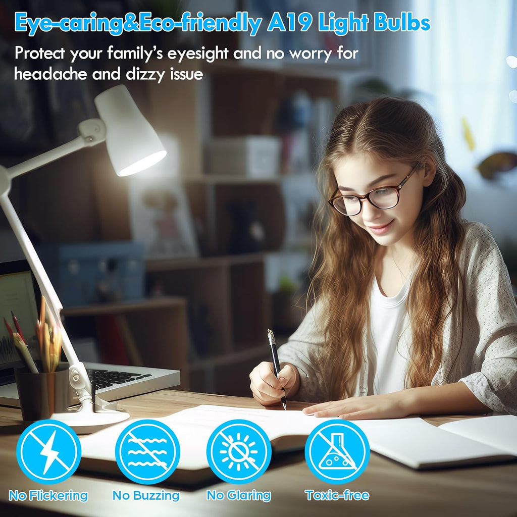 LED Light Bulbs 100 Watt Equivalent 1600 Lumens, A19 14W Super Bright Daylight White 5000K LED Bulbs, Standard E26 (12-Pack)