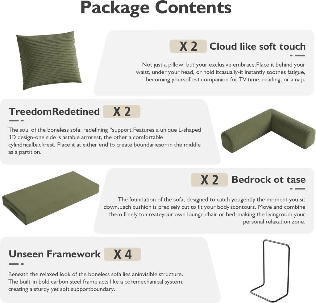 59in Boneless Couch Convertible Futon Sofa Bed Queen for Small Space | Corduroy Boneless Sleeper Sofa, Pull Out