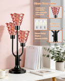 Glass Table Lamp Dimmable Mid Century Modern Black Desk Lamp with Red Glass Shades 3 Bulbs Included 3000K Warmwhite