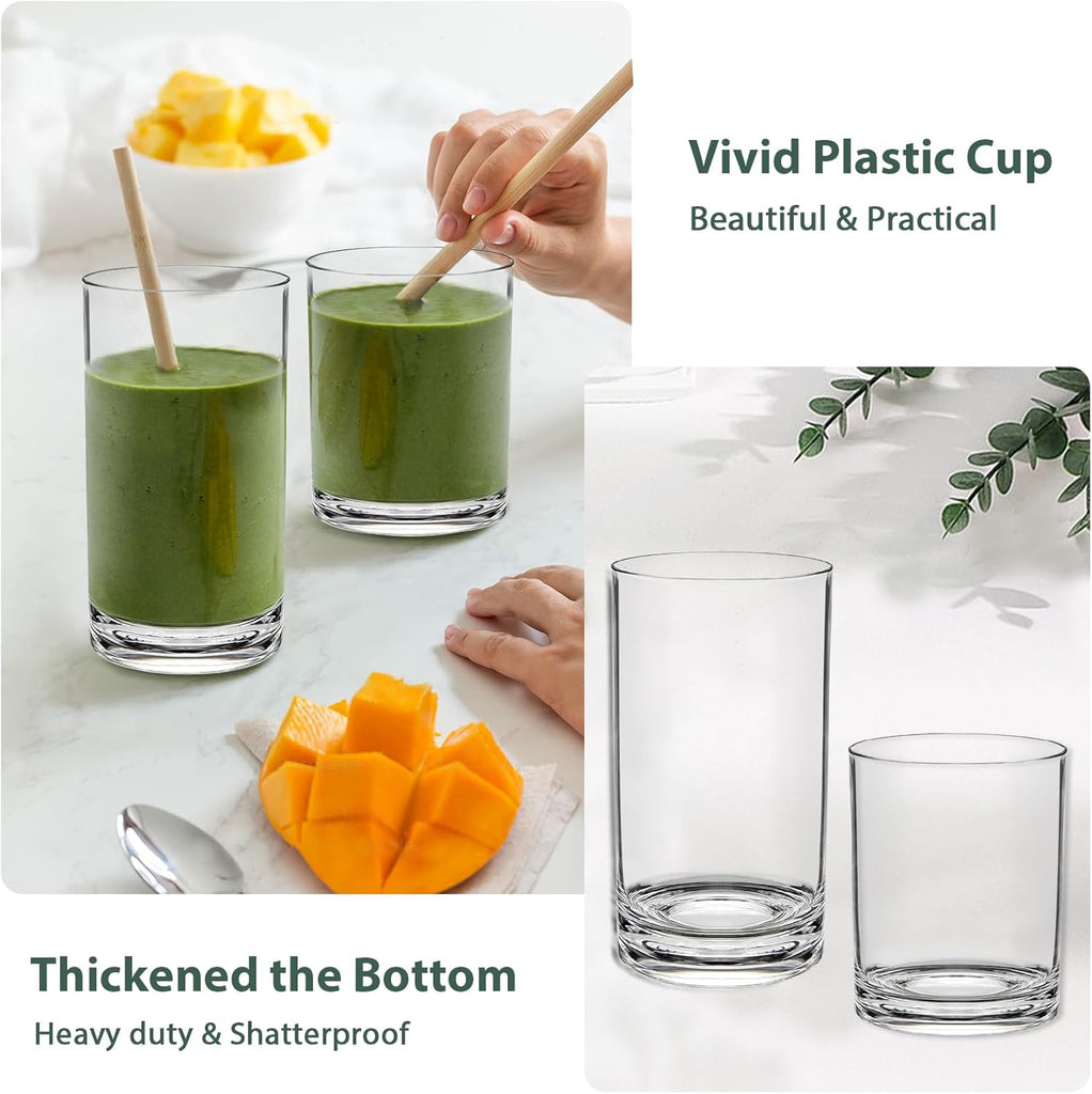 RLWY Acrylic Plastic Drinking Glasses Set of 12 - Unbreakable Tumblers - BPA-Free - Dishwasher-Safe - 6x12oz Lowball