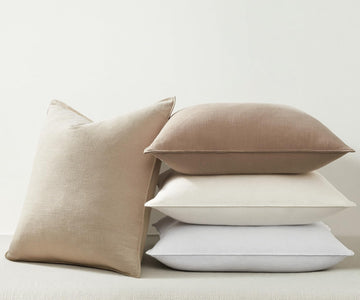 Linen and Cotton Decorative Pack of 4 Throw Pillow Covers Soft Accent Farmhouse Neutral Cushion Case 20 x 20 Inch