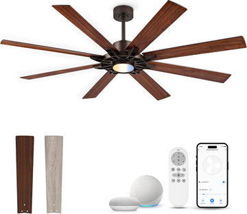 72 Inch Ceiling Fan with Light,Smart Ceiling Fan with Alexa Control