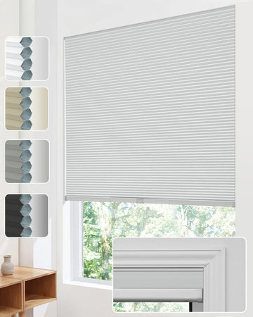 No Drill Cellular Shades, Trim-to-Fit Blackout Cordless Honeycomb Blinds