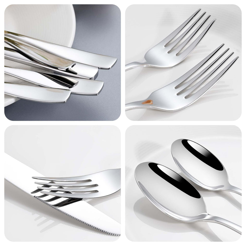45 Piece Flatware Set for 8 Stainless Steel 18/10, Heavy Silverware Set