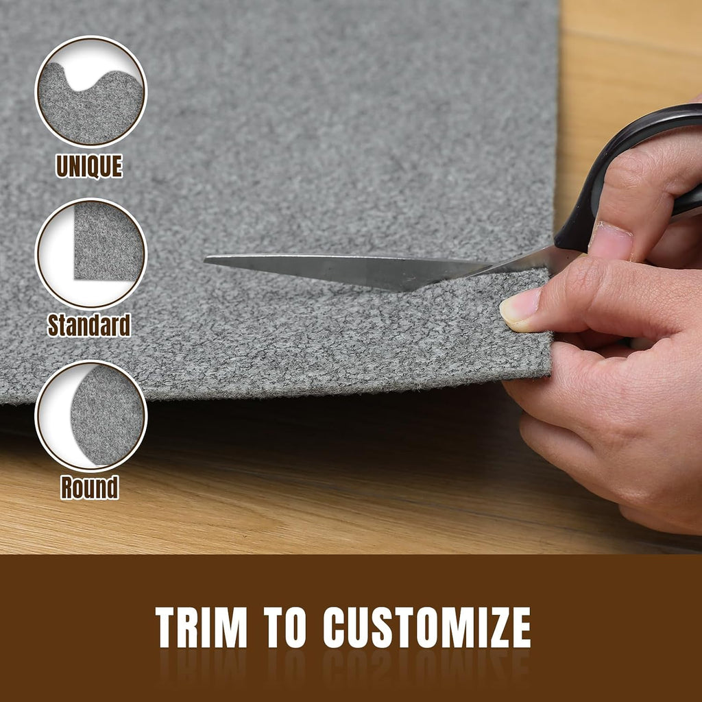 2' x 10' Non Slip Rug Pad, 1/8" Felt Rubber Protective Padding - Set of 20