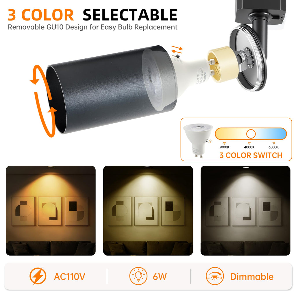 LED Track Lighting Kit with Floating Canopy Connector, 4-Light H Type Rail System with 3.3FT Rails, Dimmable