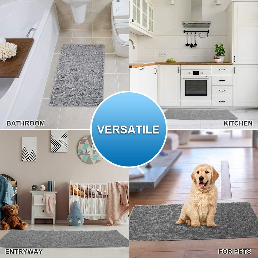 Bathroom Rugs 47x28, Ultra Soft Chenille Bath Mat, Super Absorbent & Quick Dry Bathroom Mat, Non Slip Machine