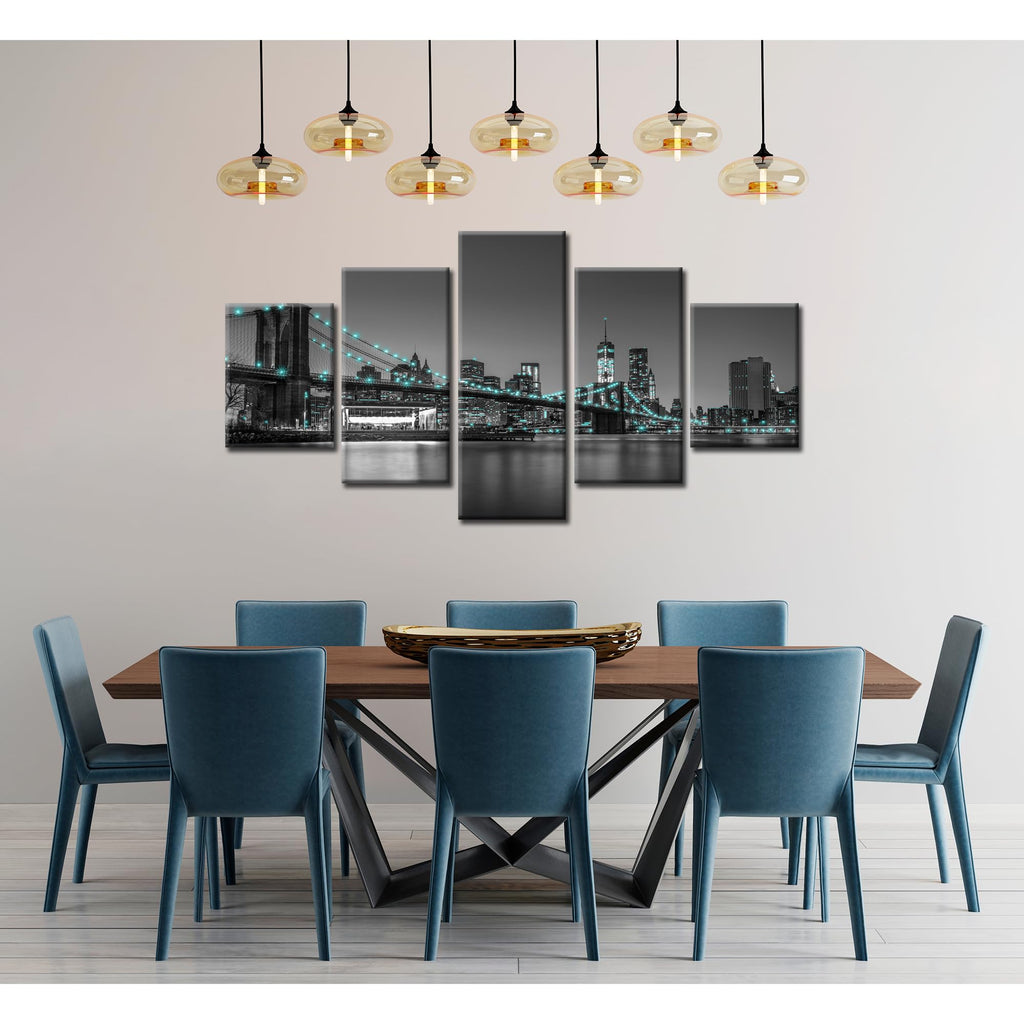 Brooklyn Bridge Wall New York Skyline Wall Decor NYC Building Picture Canvas Print Black and White City Painting