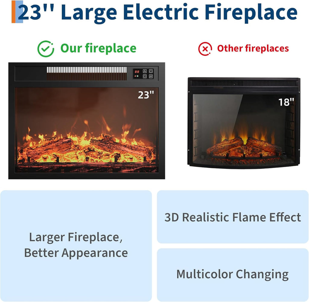 71 Inch Electric Fireplace with Matal, Fireplace TV Stand for TV Up to 80"
