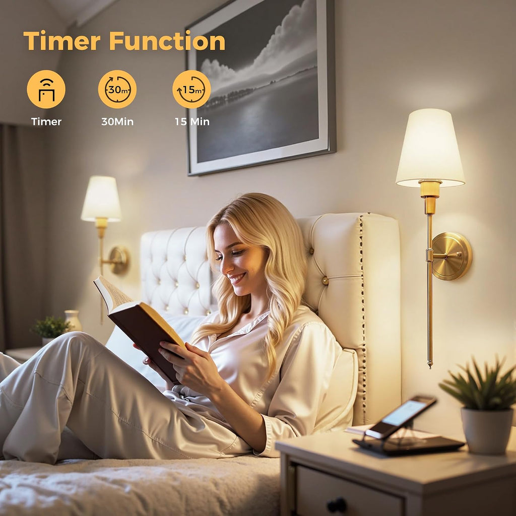 Battery Operated Wall Sconce: Set of 2 Wireless Wall Light 12000mAh, 15 Color Rechargeable Wall Sconces, Sconce Wall