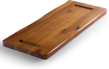 30" Large Acacia Wood Charcuterie Board, Built-in Handles, Raw Edge | Dual-sided Design, Extra Long Wooden Serving