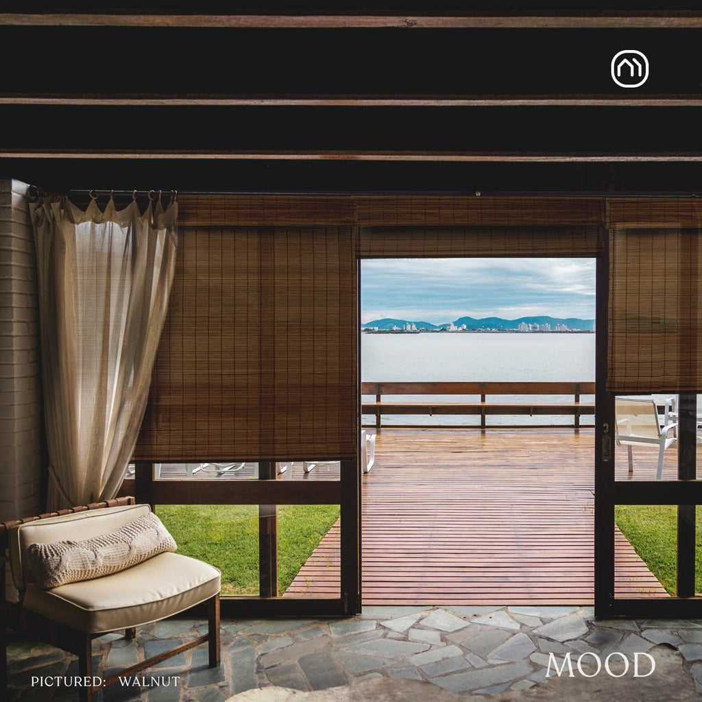 Custom Bamboo Shades| Rustic| Cordless Bamboo Roman Shades for Windows and Doors (Natural Woven)| Rustic Walnut