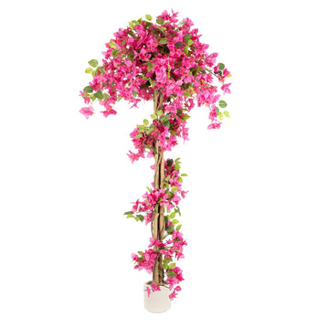 6FT Fake Bougainvillea Tree - Tall Artificial Pink Flower Plant Decor, Realistic Faux Tree, or Indoor Garden