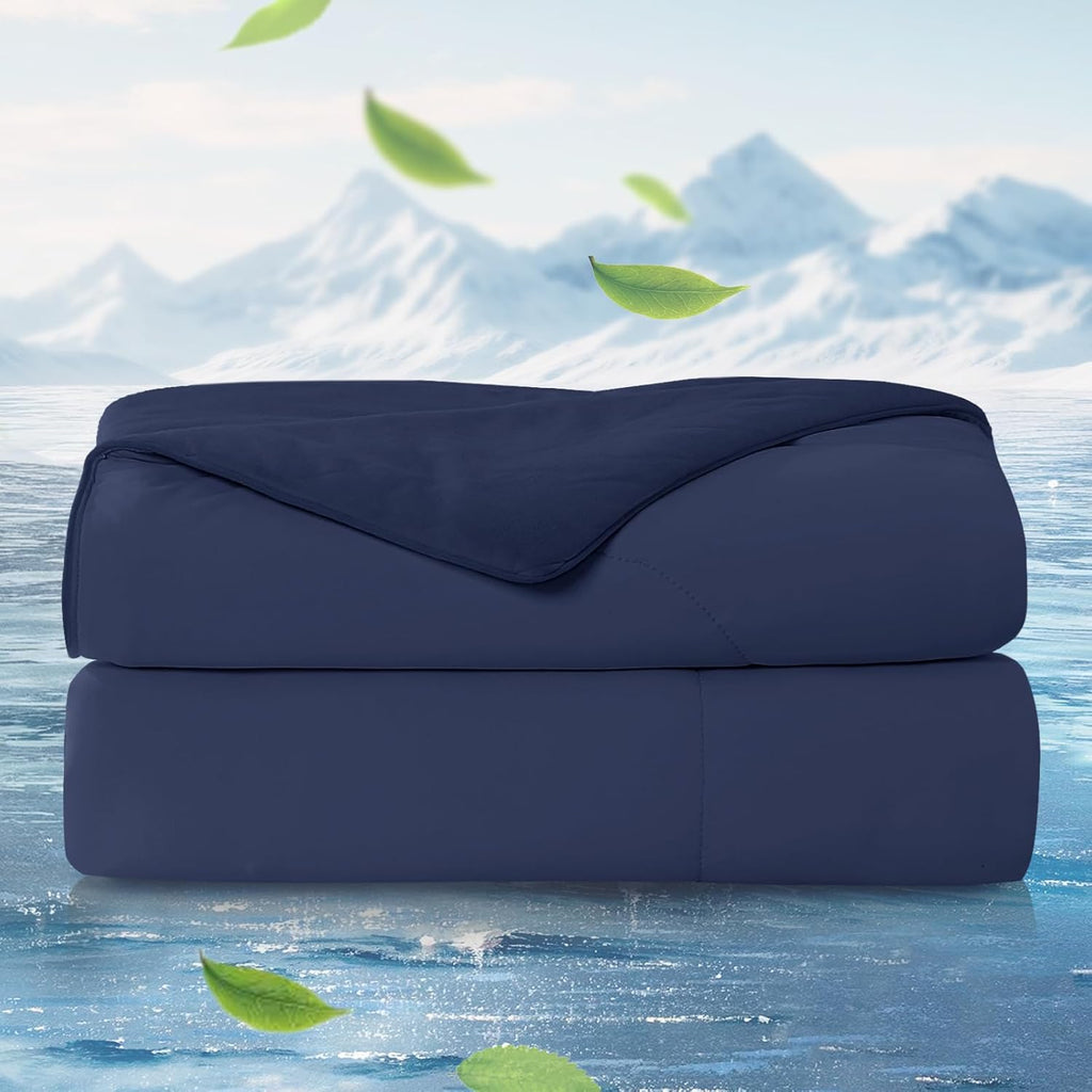 Cooling Comforter Twin x Sorona Viscose Natural Fiber, Reversible Silky Smooth Cooling Blanket with Q-Max>0.45 for