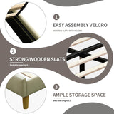 Upholstered Platform Bed Frame/Queen Bed Frame/Modern Geometric Double-Wing Design headboard/Linen Fabric/Easy to