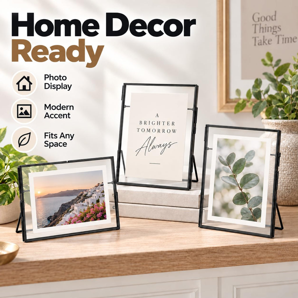 5x7 Picture Frame Black 8-Piece Floating Set