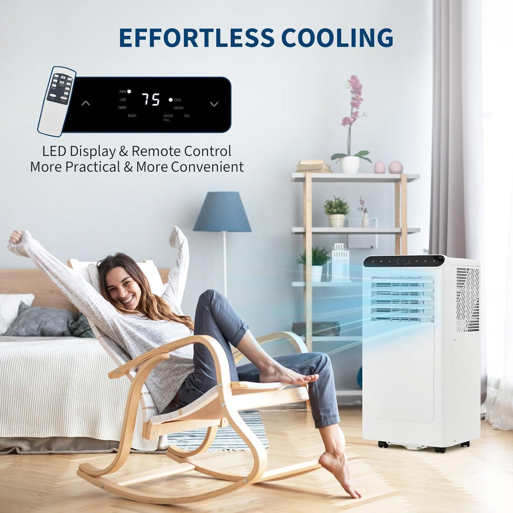 8,000 BTU Portable Air Conditioners, Portable AC Unit, Remote & Auto Evaporation, 4-in-1 Cooling Unit, Floor AC