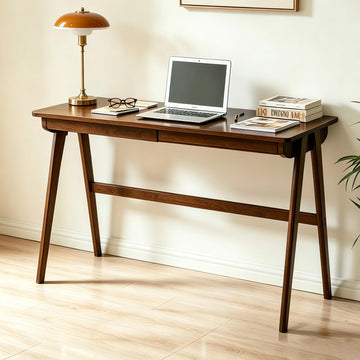 Solid Wood Writing Desk, Small Computer Desk with Drawers