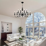 Black Farmhouse Chandeliers for Dining Room Light Fixtures Over Table, 12 Light Industrial Candle Hanging Chandeliers for Living Room Kitchen Island Foyer Staircase A109-B0DS29K2PD
