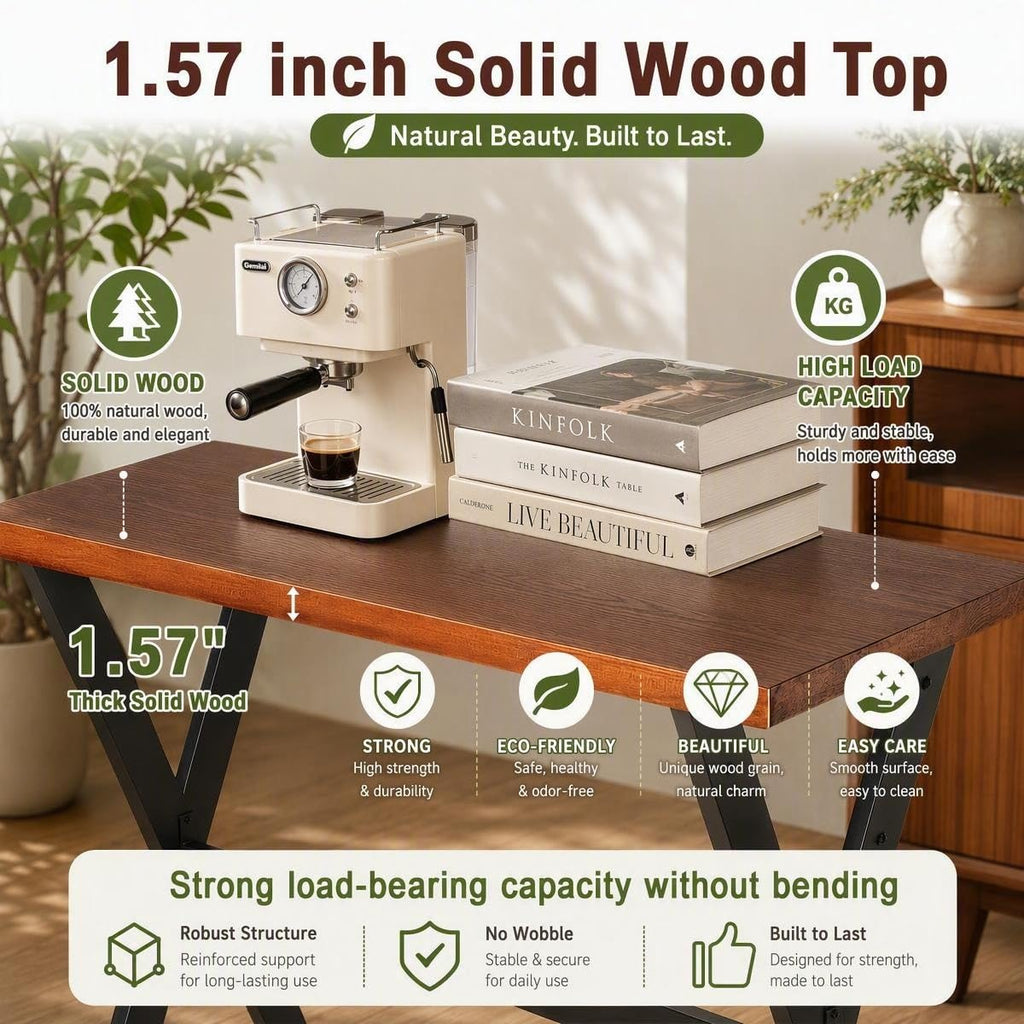 Bar Table, 55.2"L×41.3"H, Rectangular Console Table for Narrow Space, X-leg