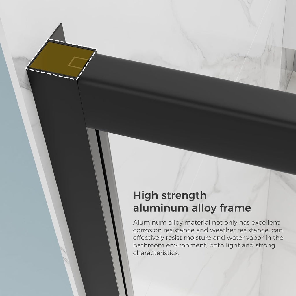 44-48" W x 72" H Pivot Shower Door, Semi-Frameless Glass Shower Door, Water Repellent Swing Shower Door