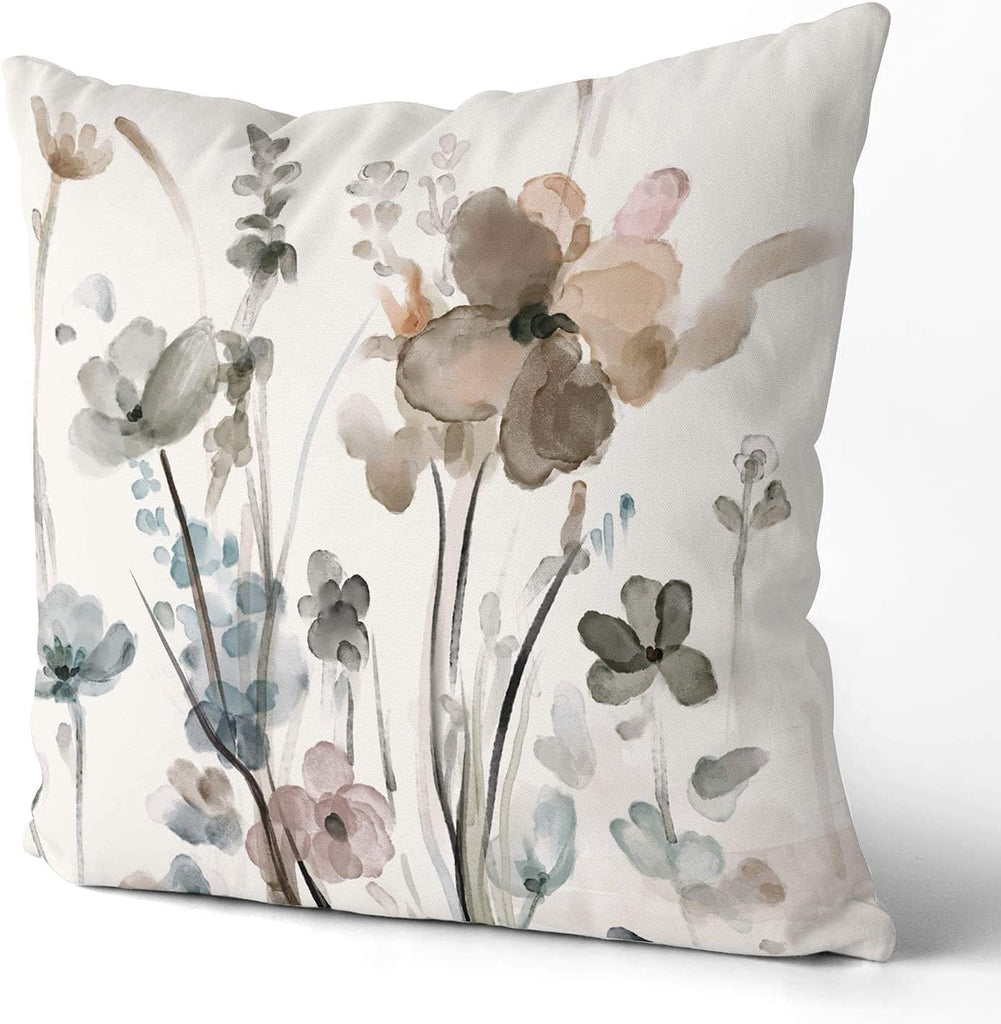 KKVEE Flower Throw Pillow Covers 18x18 Set of 2, Flowers Pillow Cushion Cases, Modern Decorative Square Pillowcases