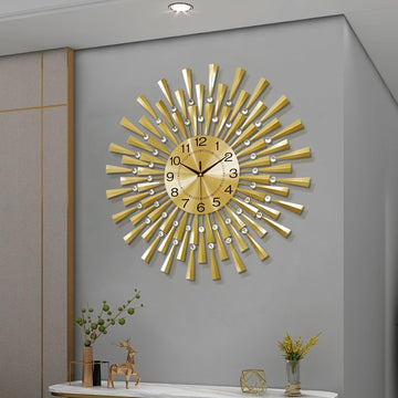 Large Wall Clocks for Living Room Decor Modern Gold Silent Wall Clock Battery Operated Non-Ticking for Bedroom