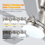 Ceiling Fans with Lights, 52 Inch Low Profile Ceiling Fan with Light and Remote Control,Reversible, 3CCT, Dimmable, Quiet, Brushed Nickel Ceiling Fan for Bedroom Indoor/Outdoor Use A101-B0D8BC4CC6