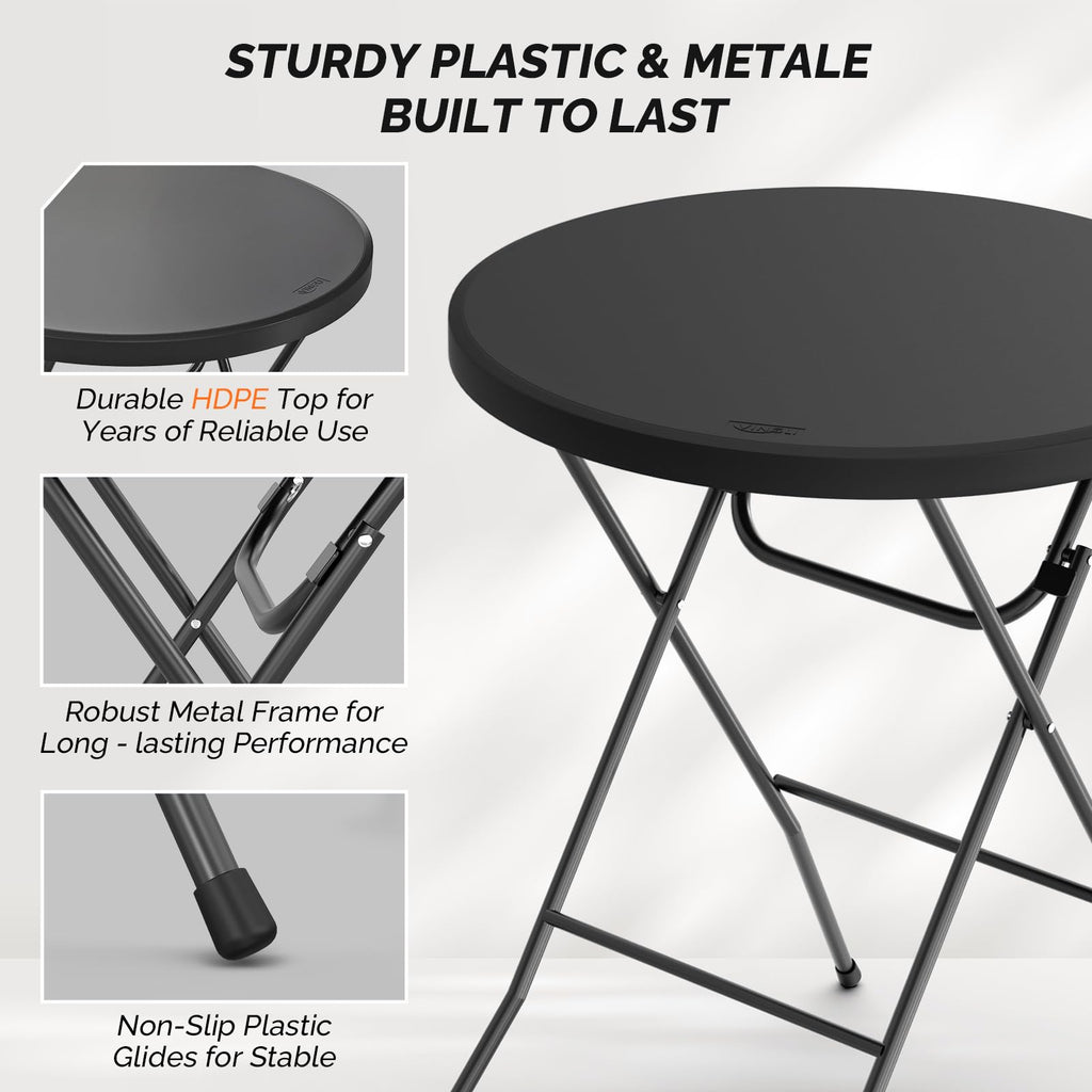 32" Cocktail Table, Folding Round Table Bar Height, High Top Table