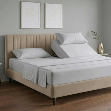 100% Egyptian Cotton 34" Split Top King Sheets, Fits Sleep Number Bed, Flex Top King Sheet Set For Adjustable Bed