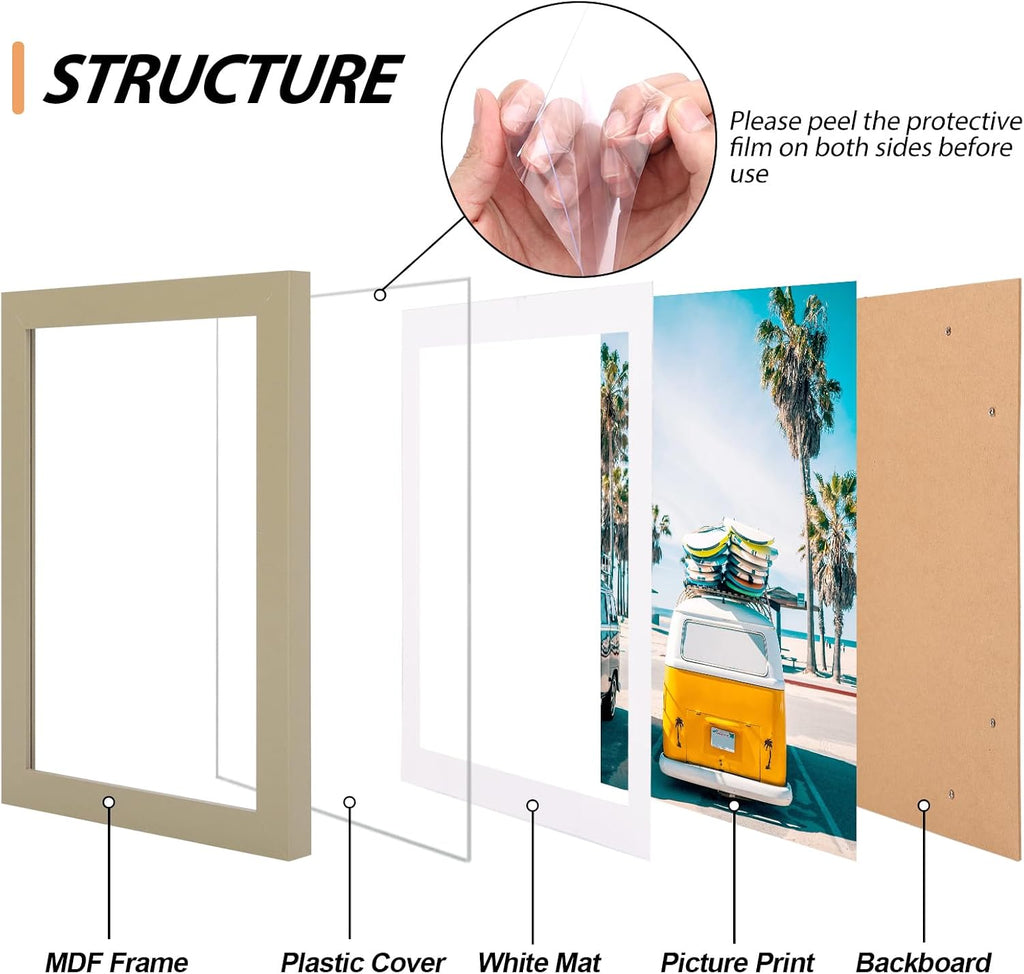 Picture Frames Set, 15 Pack, MDF, Soft Earth Tones, 8x10, 5x7, 4x6 | Wall or Tabletop Decor, High-definition