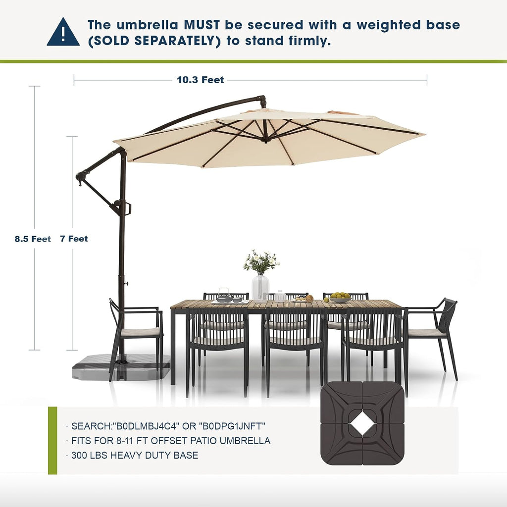 10ft Patio Umbrellas Offset Outdoor Cantilever Hanging Umbrella w/Infinite Tilt