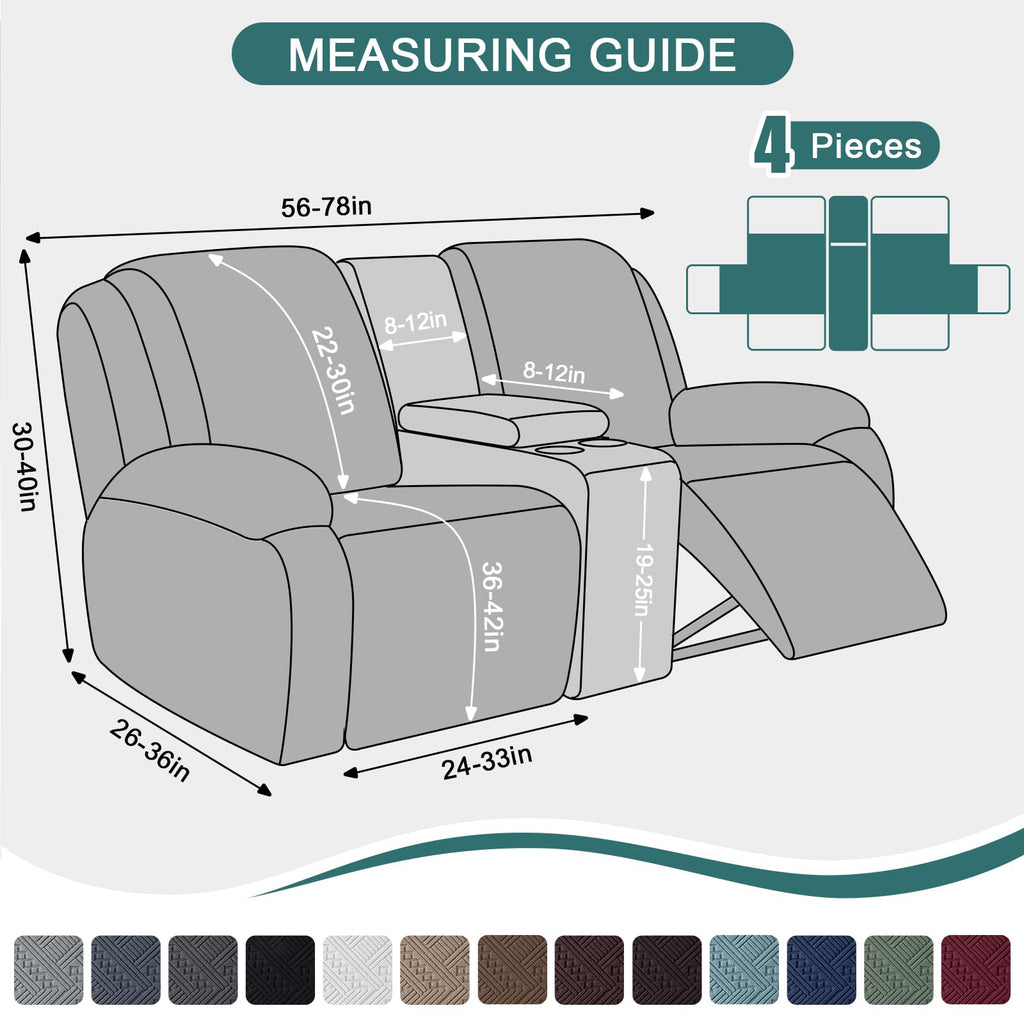 Stretch Loveseat Recliner Cover with Console, Chocolate