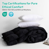 Pinch Pleat Waterfowl Feathers and Down Comforter Queen Duvet Insert, 1200TC 100% Cotton Fabric