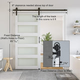 34 x 84 in Glass Barn Door with 6FT Sliding Hardware Kit & Handle, Pre-Drilled Ready to Assemble, Wa