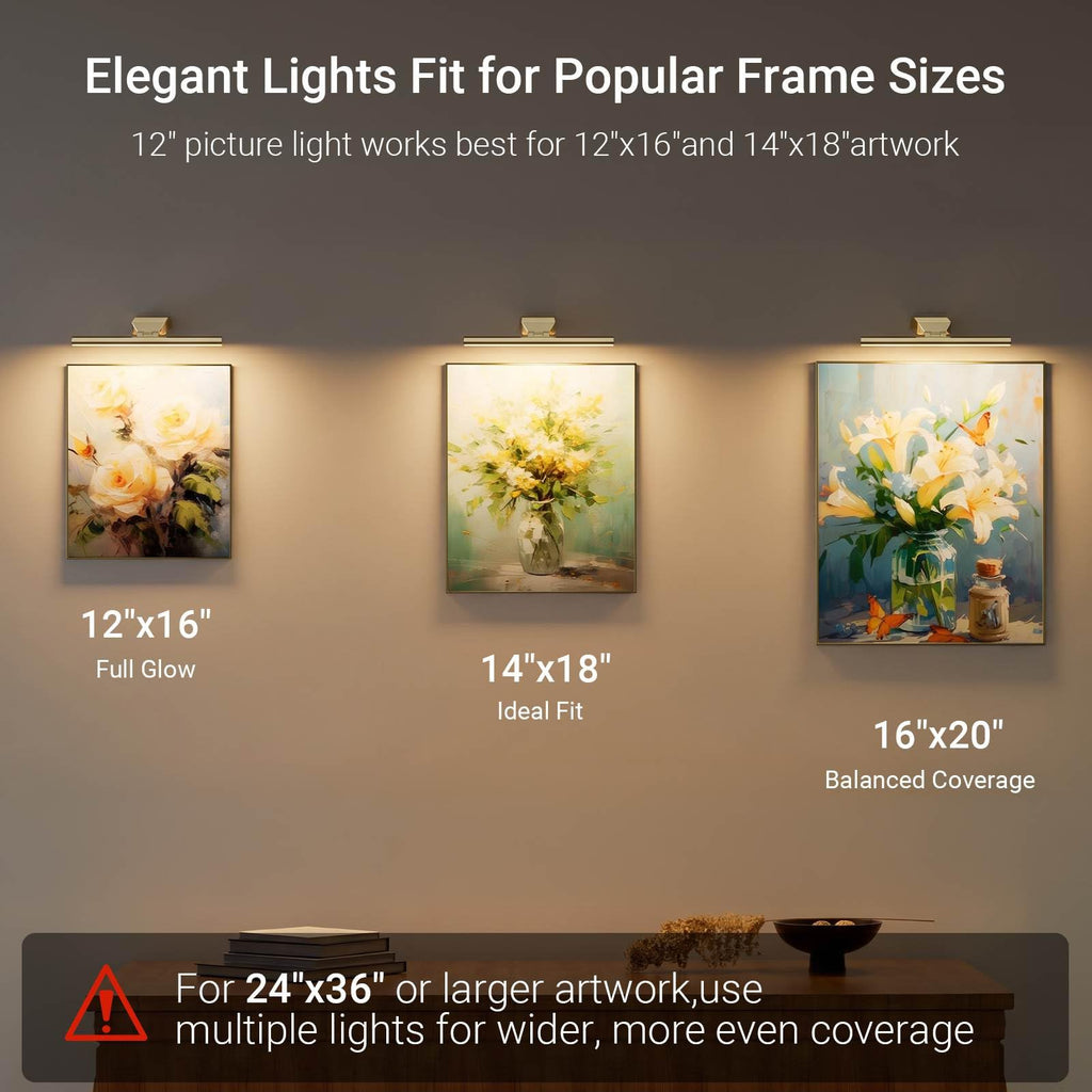 12" Picture Lights for Wall, 10000mAh Rechargeable Wireless Remote