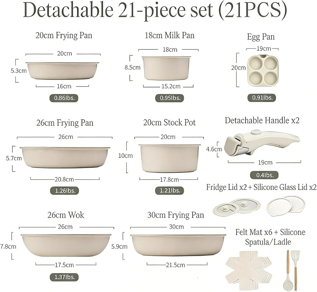 Ceramic Cookware Set, Pots and Pans Set Non stick, 21-Piece Induction Cookware, Non toxic Healthy Non Stick Kitchen