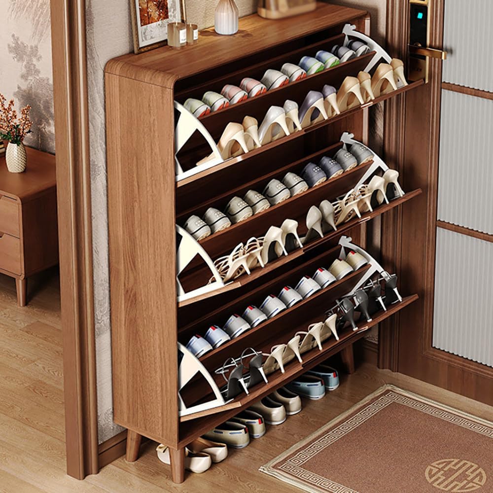 Freestanding Vertical Shoe Storage Rack 50x25x120cm | Slim Hidden Shoe Cabinet,with 3 Front Flip Drawers &
