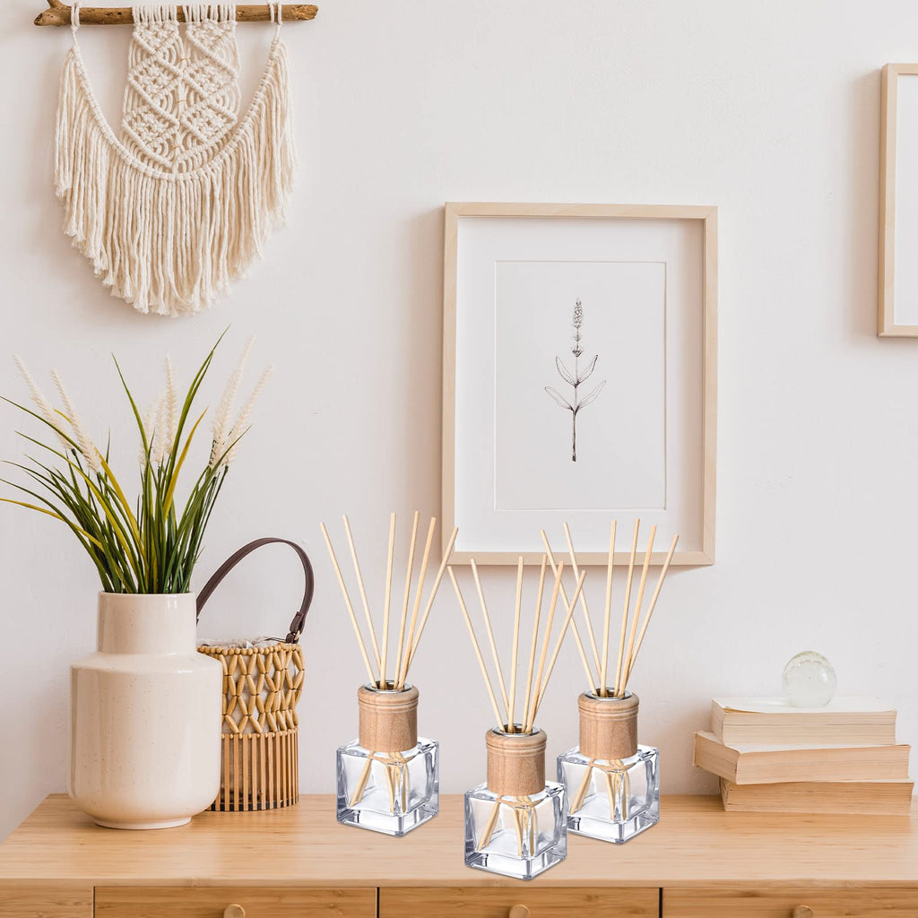 40 Set Reed Diffuser Bottles 50ml Glass Wooden Caps Rattan Sticks