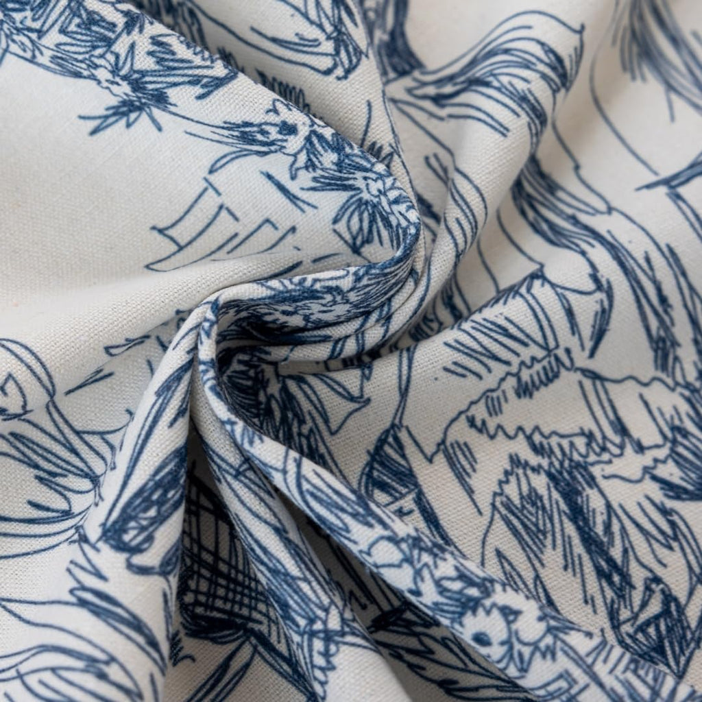 Blue Victorian curtainsCurtains 2 Panels Patterned Print Semi Blackout Farmhouse Modern Toile Pattern on Cream White