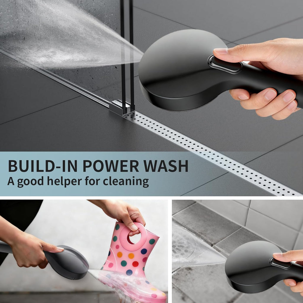 Black Handheld Shower Head, 9 Spray Modes High Pressure Shower head with Power Wash