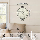 Farmhouse Wall Clock, 17H×13.4D Inch, Wrought Iron Frame with Warm Gray Finish