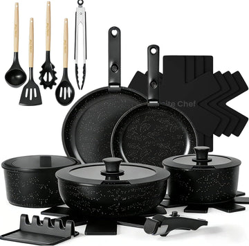 21Pcs Pots and Pans Set Non Stick, Nonstick Ceramic Cookware Sets Detachable Handle, Non Toxic Healthy Induction